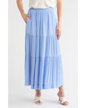 Tahari Textured Tiered Skirt - Blue