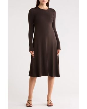 Go Couture Long Sleeve Flare Swing Dress - Multicolor