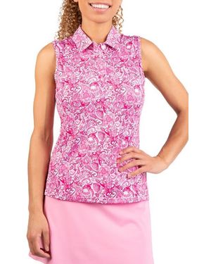 Tailorbyrd Paisley Print Polo Tank - Pink