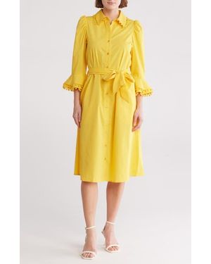 Love By Design Lucia Stretch Cotton Poplin Shirtdress - Yellow