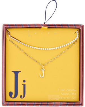 Leith Initial & Cubic Zirconia Necklace Set - Yellow