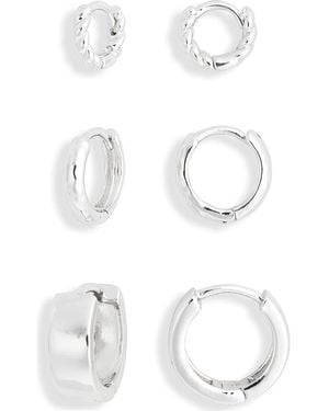 Nordstrom Rack Demi Fine 3-Pack Huggie Hoop Earrings - White