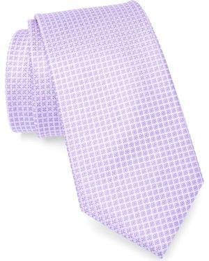 Duchamp Grid Print Silk Tie - Purple