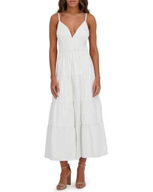 Siena Jewelry Stretch Cotton Tiered Midi Dress - White