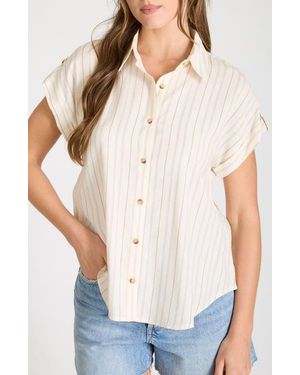 Blu Pepper Stripe Short Sleeve Button-Up Shirt - White