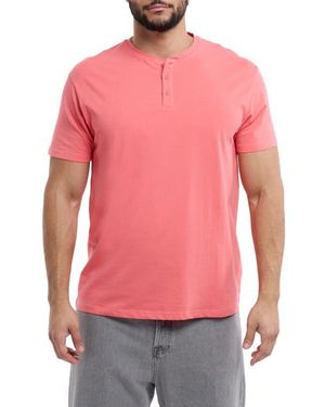 Xray Jeans Short Sleeve Henley - Pink