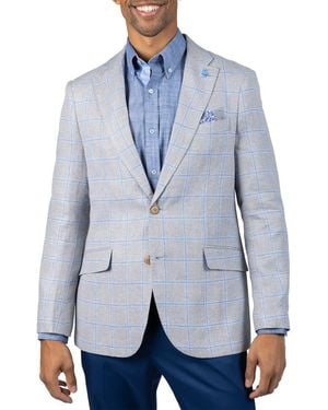 Tailorbyrd Textured Yarn Dye Windowpane Sport Coat - Blue