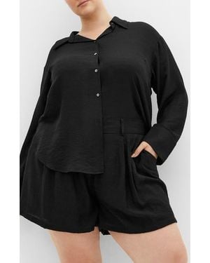 City Chic Bella Button-Up Shirt - Black
