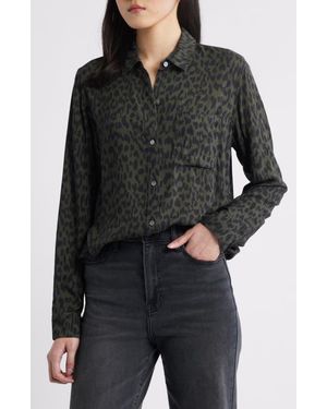 Rails Josephine Jaguar Print Button-Up Shirt - Black