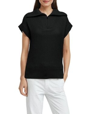 Three Dots Kim Dolman Sleeve Quarter Zip Sweater - Black