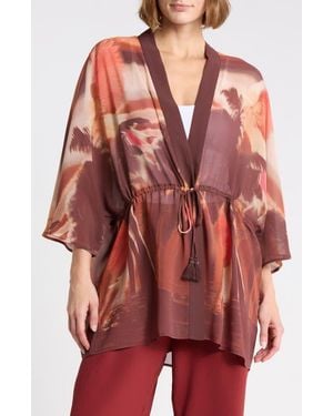 DR2 by Daniel Rainn Drawstring Tie Chiffon Topper - Red