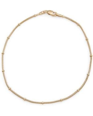 FZN 14K Plate Sterling Bead Station Anklet - White