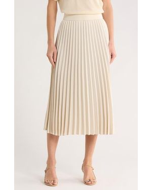 Nordstrom Pleated Midi Skirt - Natural