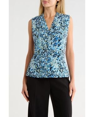 Calvin Klein V-Neck Sleeveless Jersey Top - Blue