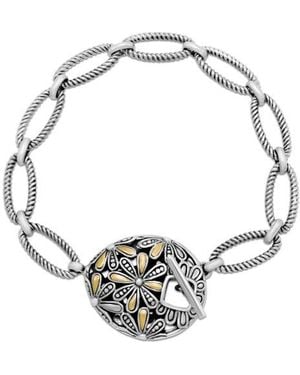 Samuel B. Sterling & 18K Floral Toggle Bracelet - White