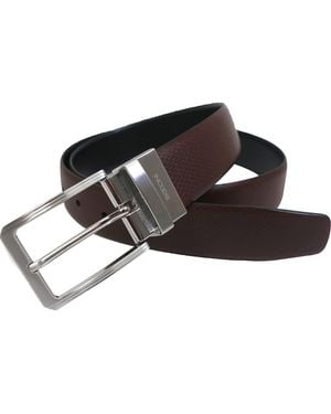Boconi Reversible Embossed Leather Belt - Black