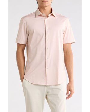 Bugatchi Short Sleeve Woven Shirt - Pink
