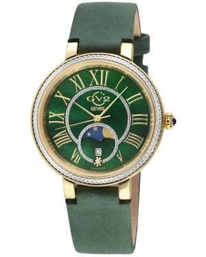 Gv2 Genoa Diamond Embellished Leather Strap Watch, 37Mm - Green
