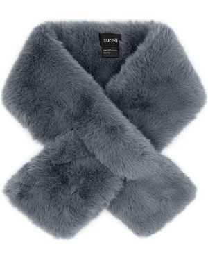 Surell Faux Fur Pull-Through Scarf - Gray