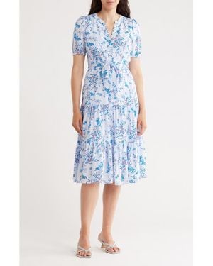 Nanette Lepore Floral Tiered Dress - Blue