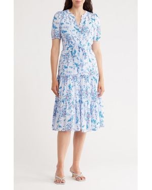 Nanette Lepore Floral Tiered Dress - Blue