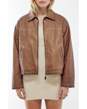 BDG Dex Wadded Faux Leather Jacket - Brown