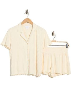 Danskin Notched Top Short Pajamas - Natural