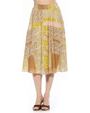Alexia Admor Kliene Floral Smocked A-Line Skirt - Yellow