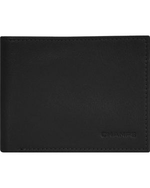 CHAMPS Onyx Id Flap Leather Bifold Wallet - Black
