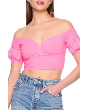 Susana Monaco Off-The-Shoulder Sweetheart Crop Top - Pink