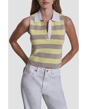 DKNY Striped Sleeveless Polo - Multicolor