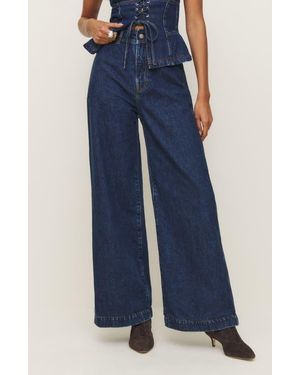 Reformation X Kacey Musgraves Austin Ultrahigh Waist Wide Leg Jeans - Blue