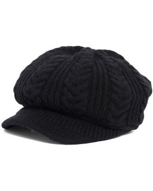 Nine West Slouchy Cable Knit Newsboy Cap - Black