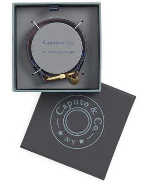 Caputo & Co. Contrast Edge Leather Bracelet - Gray