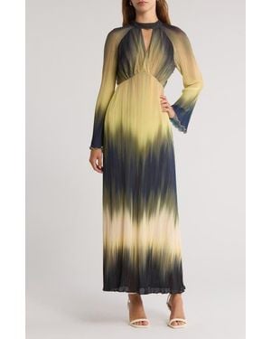 Jonathan Simkhai Calina Ombré Long Sleeve Plissé Maxi Dress - Multicolor