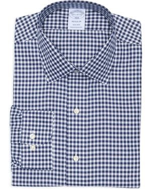 Brooks Brothers Gingham Print Non-Iron Regular Fit Dress Shirt - Blue