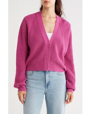 Melrose and Market Button-Up Cropped Knit Cardigan - Red