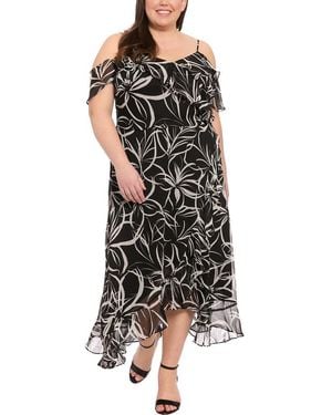 London Times Cold Shoulder Wrap Maxi Dress - Black