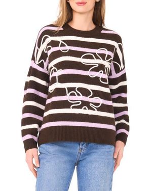 Parker Embroidered Striped Sweater - Black