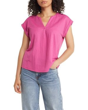 Bobeau Dolman Sleeve Piqué T-Shirt - Red