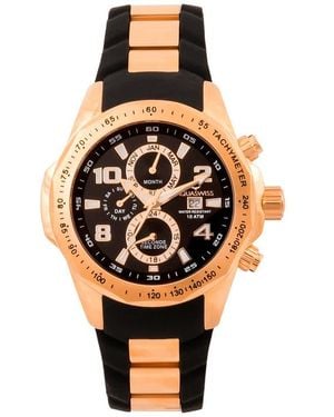 Aquaswiss Trax Ii Silicone Strap Watch, 43Mm X 53Mm - Black