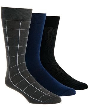 Lorenzo Uomo Assorted 3-Pack Cotton Blend Dress Socks - Blue
