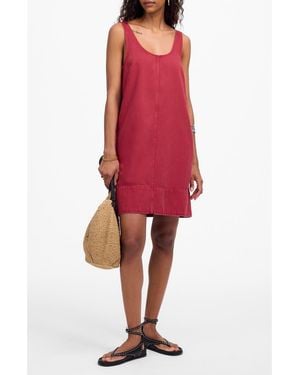 Madewell Garment-Dyed Denim Scoopneck Minidress - Red