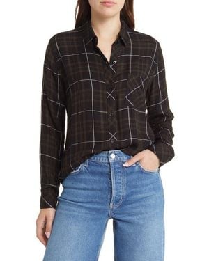 Rails Hunter Plaid Button-Up Shirt - Black