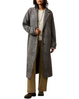 Faherty Atlantic Plaid Wool Blend Coat - Black