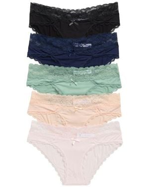 Honeydew Intimates Ahna 5-Pack Lace Low Rise Hipster Panties - Blue