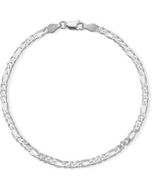 Glaze Jewelry Rhodium Plated Sterling Figaro Chain Bracelet - White