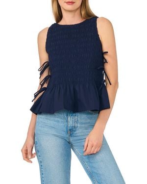 Cece Woven Puckered Tank - Blue