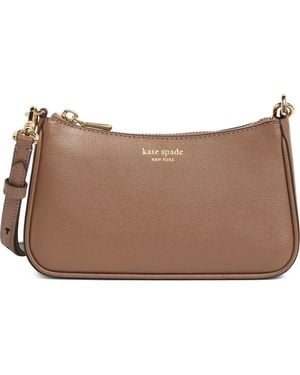 Kate Spade Double Up Croc-Embossed Crossbody Bag - Brown