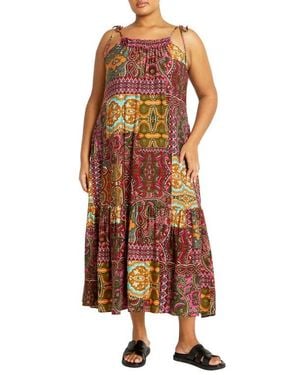 City Chic Erica Print Maxi Sundress - Multicolor